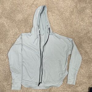 Free People Light Blue Zip-Up Hooded Jacket